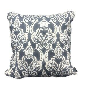 NEWPORT BLACK & IVORY Damask Throw Pillow 19” X 19” Zipper